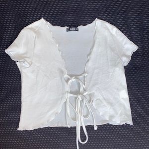 White Double tie-up Crop Top